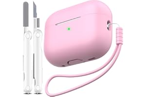 MHYALUDO Custodia per AirPods Pro di seconda generazione, Custodia per AirPods Pro in morbido silicone anticaduta e antiurto Skin Touch con portachiavi e kit di pulizia,Rosa