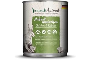 VENANDIANIMAL Venandi Cibo Umido Premium per Gatti Pollo & Coniglio 1 x 800G (Confezione da 1), Senza Cereali con Carne Extra