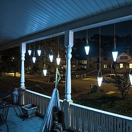 Solalux 3er Set Hängende Kegelförmige Solar-Gartenleuchten Eis Weiß LED-Leuchten Außenbeleuchtung, Baumdekoration - 6