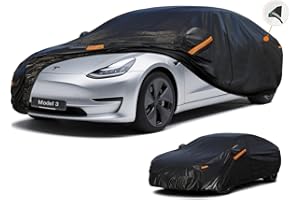 Kayme Bâche Voiture Étanche Respirante Compatible avec Tesla Model 3 (2017-2025), 7 Couches Housse de Protection Voiture Extérieur, Contre Pluie Soleil Poussière avec Zip et Doublure en Coton.