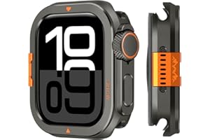 Suphart Metal Bumper Cover Compatible with Apple Watch Series 10 Case, [Turn 46mm into Ultra Look] Rugged Shockproof Protector with Back Frame for iWatch 46mm, Graphite