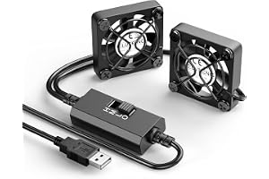ELUTENG 2-i-1 USB-fläkt 40 mm 5 V, dubbel mini USB-fläkt 40 mm PC-fläkt liten US B datorfläkt med 3 justerbara hastigheter för PS4/laptop/TV-box/AV-skåp/router