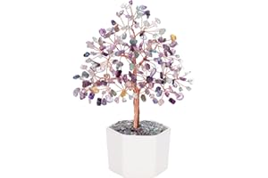 CrystalTears Fluorite Crystal Tree Handmade Reiki Healing Crystal Gemstone Tree Life Feng Shui Money Tree Energy Stone Tree for Home Desk Decor Wealth Good Luck Crystal Gifts Christmas Mothers Day