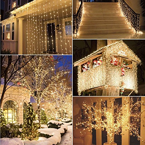 [Fernbedienung und Timer] 100er LED Outdoor Lichterkette Batterienbetrieben Warmweiß (8 Modi, IP65 Wasserdicht, Außenbeleuchtung) - 3
