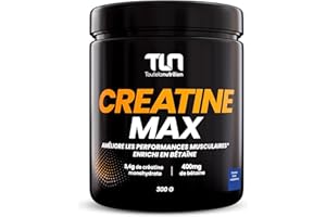 CREATINE MAX | Créatine Monohydrate Pure en Poudre | Enrichie en Bétaïne et Maltodextrine | Booster de Performances Musculaires | Sans Additifs | Pre Workout | Saveur Blue Raspberry | 300g | TLN