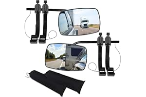 EZGETOP 2 sztuki regulowanych dodatkowych lusterek zewnętrznych, uniwersalne, do przyczep kempingowych, samochodów osobowych, lewe i prawe (brand, product_type)