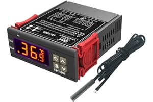 Aideepen STC-1000 Regulator temperatury, DC 12V 10A, Termostat cyfrowy Wszystkie zastosowania Kalibracja temperatury z czujnikiem NTC do gwintu fermentacyjnego, ogrzewania i chłodzenia
