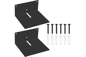 BAYIDUN Metalowe półki pływające na ścianę, pływające półki ścienne, mała półka ścienna, regał na książki, montowane na ścianie, pływające półki na książki, do sypialni, kuchni, biura, łazienki, czarne, 16 x