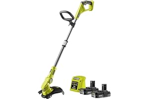 Ryobi Podkaszarka 18V RLT183222S, Szerokość Koszenia 25/30 cm, Ładowarka RC18115, Dodatkowa Rękojeść, Automatyczny Wysuw Żyłki, Easy Edge, 2 x Akumulator Li-Ion 2 Ah