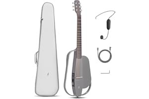 Enya NEXG SE Guitares Électro-acoustiques – Guitare Voyage 3/4 en Fibre de Carbone Gris pour Adultes et Enfants avec Haut-Parleur Sans Fil Câble de Chargement de Microphone et Tige de Réglage