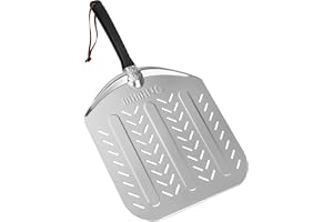 Mimiuo Pizzaskal av Aluminium - Pizzaspade Perforerad 12 x 13.6 Tum för Pizzaugn - Non Stick - 30.5 x 34.5 cm