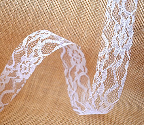 Spitzenband WEISS 38 mm Spitze Meterware weiße Spitzenborte Hochzeit Dekoband Schleifenband Landhaus Vintage Deko Polyester Spitze Lace - 2