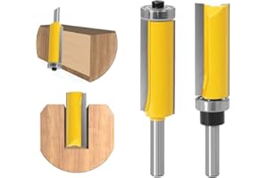BIGP Set di 2 Fresa per Rifilare con Cuscinetto, Fresa a copiare con gambo da 8 mm, per fresatura del legno
