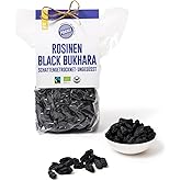 PAKKA - Bio Fairtrade Buchara Rosinen 600g, kernlos, Jumbo schwarze Bukhara Weinbeeren schattengetrocknet, ungeölt daher kleb