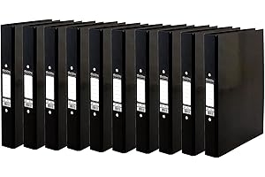 ED 10 x Pukka A4 Glossy 2-Ring Binder File School Work Office 40mm Spine File Organiser (Black)
