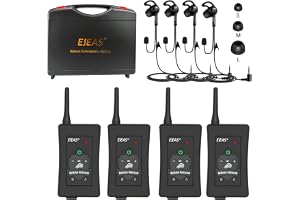 EJEAS FBIM Professionellt intercom Bluetooth-headset för fotbollsdomare, 1 500 m, 4-sitsig intercom online, CVC-brusreducering, IP65 vattentät, med bärväska (4-pack)