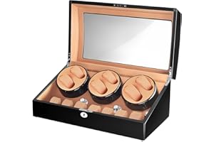 Sepano Remontoir Automatique avec Moteur Mabuchi extrêmement Silencieux 6 + 7 boîte de Rangement pour Montres, Noir, Marron, Blanc