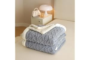 RongRongIN Kuscheldecke 180x200 cm Herbst Winter Flauschig Decke für Bett Sofa Couch – Grau Blau, Extra Weich Doppelgesicht Wohndecke Tagesdecke Sofadecke Couchdecke Überwurfdecke Biber Warm