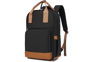 Kono Ryggsäck för Kvinnor, Laptopväska 15,6 Tum | Vattentät, Stöldsäker, Stor Kapacitet, För Arbete, Skola & Resor, Svart/Bru