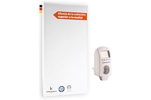 Könighaus Calefacción de Infrarrojos - 1000 Vatios - Eco-Modelo ✓ Doble Protección contra Sobrecalentamiento ✓ se Calienta en 2-4 Minutos ✓ Montaje en Pared ✓ con termostato