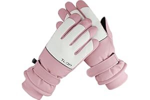 Andiker Guanti da sci da donna, antivento, impermeabili, termici con fodera in peluche, fibbia anti-smarrimento, palmo antiscivolo, touch screen, guanti invernali
