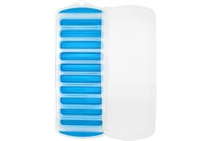 Ainkou Ice Cube Tray Bottle Ice Stick Trays Bottom Silicone Easy Release Reusable Long Ice Cube with No Spill Removable Lid Ideal for Sports and Water Bottles Jugs Whiskey Cocktail - Blue