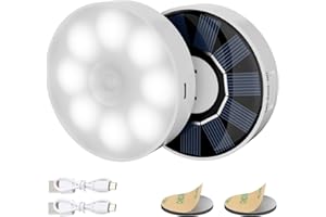 Solarne światło Nocne z Czujnikiem Ruchu, Electight 2 Pack 8 LEDs Night Light, ładowanie Przez Solar i USB, 3 Tryby Auto/On/Off, do Przedpokoju, Schodów, Toalety, Kuchni i Szafy, Pokoju Dziecięcego