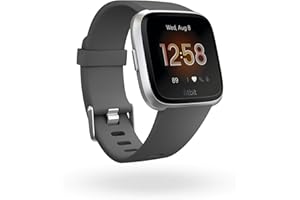 Fitbit Versa Lite - Montres Connectées Forme, Sport et Bien-être : Plus de 4 Jours d’autonomie, Étanche, Suivi Fréquence Cardiaque, Charcoal/Silver Aluminum