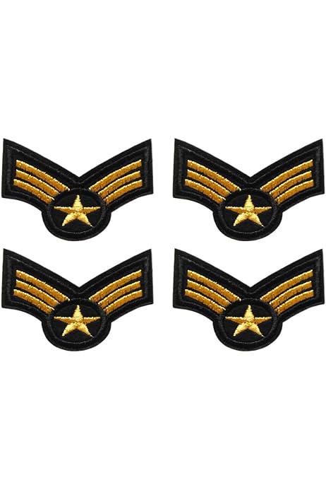 Lot De 2 écussons Militaires USA Sergent Aviateur : Badge Thermocollant Avec étoile Et Aile, Environ 7,5 X 1,5 Cm