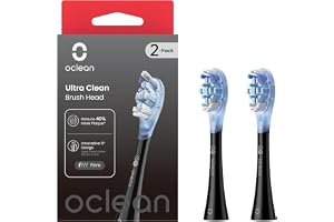 Oclean Końcówki Ultra Clean do szczoteczki sonicznej, 2 szt., czarne | Ultra Clean, twarde włosie, usuwanie płytki nazębnej, kompatybilne ze szczoteczkami Oclean, 2 szt., czarne