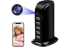 Yadayuki Cámara Espía WiFi 5G & 2,4G, 1080P HD Inalámbrica Mini Camara Oculta WiFi 5 Puertos USB Cargador, Micro Camera Espia Camuflada de Vigilancia con Detección de Movimiento para Hogar Oficina