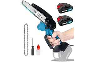 TEETOK Mini Chainsaw Cordless 6 Inch for Makita 18V Battery Handheld Electric Small Chainsaw with 2PCS 3000mAH Battery, with Chain for Tree Branches Garden Cutting