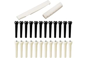 24 pezzi piroli chitarra con 2 pezzi ponte sella e dado, FineGood plastica perni del ponticello e 6 string Bone folk ponte chitarra acustica di ricambio - avorio, nero