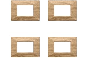 ZOREI 4 Pezzi Placche Compatibile Con Bticino Axolute, Modello Quadrato Serie Stile Piramide (3 Posti/Moduli, Legno Scuro)
