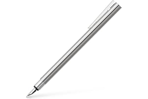 Faber-Castell 342002 - Penna stilografica Neo Slim in acciaio inox, larghezza pennino EF, argento lucido