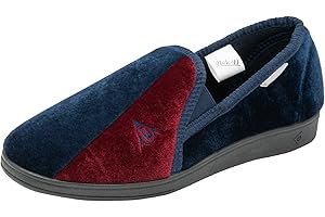 DUNLOP Mens Full Slippers Classic Velour Twin Gusset Comfort Sturdy Rubber Outsole Sole Washable House Shoes