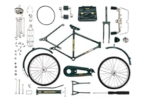 VORAE Retro Bicycle Model Ornament for Kids, DIY 1:10 Simulation Mini Bicycle Model Scale Kit with Inflator and Finger Bike Models Toys, Creative Iron Art Tabletop Ornament Gift (Dark Green)