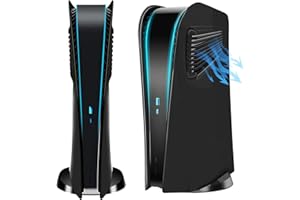 ELITEPLAY Schwarze PS5 Digitale Frontplatte mit Kühlungsöffnungen, gebogene Ersatzplatten, Zubehör für Playstation 5 Digital Edition