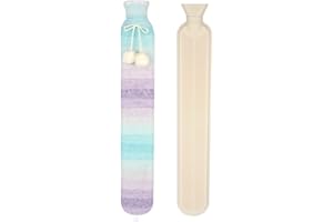 DAJASD Długi termofor z poszewką, wąż, termofor długi, termofor na szyję z miękką poszewką do łagodzenia bólu, w talii/ramiona/karku (2 l, 72 x 12 cm, niebiesko-fioletowy)