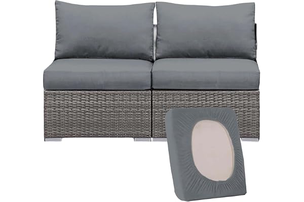 Hoowarm Överdrag för sits elastisk utomhussoffa, 3/2/1 sits avtagbar uteplats kuddfodral tvättbar för inomhus, utomhus, stol, trädgård, rottingmöbler (grå, 50–65 cm (2 st))