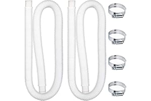 Umelee 2 Stück Poolschlauch 32mm, Schwimmbad-Ersatzschlauch 1,5 m lang mit 4 Metallklemmen, Poolfilterschlauch, Poolpumpenschlauch für Oberirdische Pools