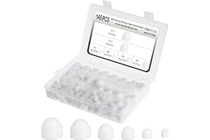 Gueenky 145 Piezas Tapa de Tuerca Hexagonal, M4 M5 M6 M8 M10 M12 Cubierta Cúpula de Tuerca Perno Blanco Tapon Protección Tuerca para Tuercas Tuercas Tornillos