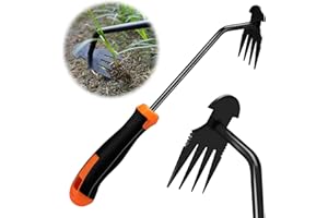 TO-HIRMMEL Desherbeur Manuels, 34.5CM Désherbeur Arrache Mauvaise Herbe, Outil de Désherbage pour Enlever Herbes avec Outil de Manche en Caoutchouc
