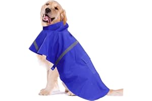 OCSOSO Dog Coat, Rainproof Dog Jacket with Hood for Large Dogs, Adjustable Rain Coat, Dog Waterproof Rain Jacket, Dog Raincoat, Raincoat for Dogs, Puppies, Cats, Kittens (Blue XXL)