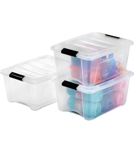 Scatole Portaoggetti Con Coperchio Iris Ohyama | 60L, Lotto Di 4, Trasparenti - Foto 5