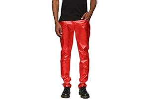 COOFANDY Herren-Jeans metallisch glänzend für Partys Tanzen Disco Nachtclub Hose mit geradem Bein Reifen schwarz
