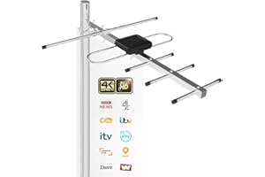 SZKALAK Outdoor TV Aerial for Freeview – Long Range 360° Reception – Supports 4K/Full HD – Digital External TV Antenna for Smart TV/DVB-T2 – Easy Roof or Loft Installation – 8M Coaxial Cable