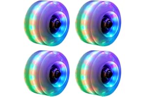 Ieron LED Light Up Roller,Flash Skate Wheels,4 Pack Luminous Light Up With Skate Roller,Bearings Quad Roller Skate Wheels For Double Row Skating,Skateboard