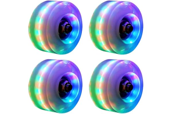Ieron Rouleau Lumineux à LED, Roues de Patins Flash, Paquet de 4 lumières Lumineuses avec Rouleau de Patin, Roues de Patins à roulettes quadruples pour Patinage à Double rangée, Planche à roulettes