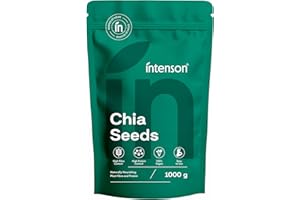 Intenson Graines de Chia, 1000 g, Naturellement Riches en Fibres et Protéines Végétales, Véganes, Sans Gluten, Sans Sucres Ajoutés, Sans OGM